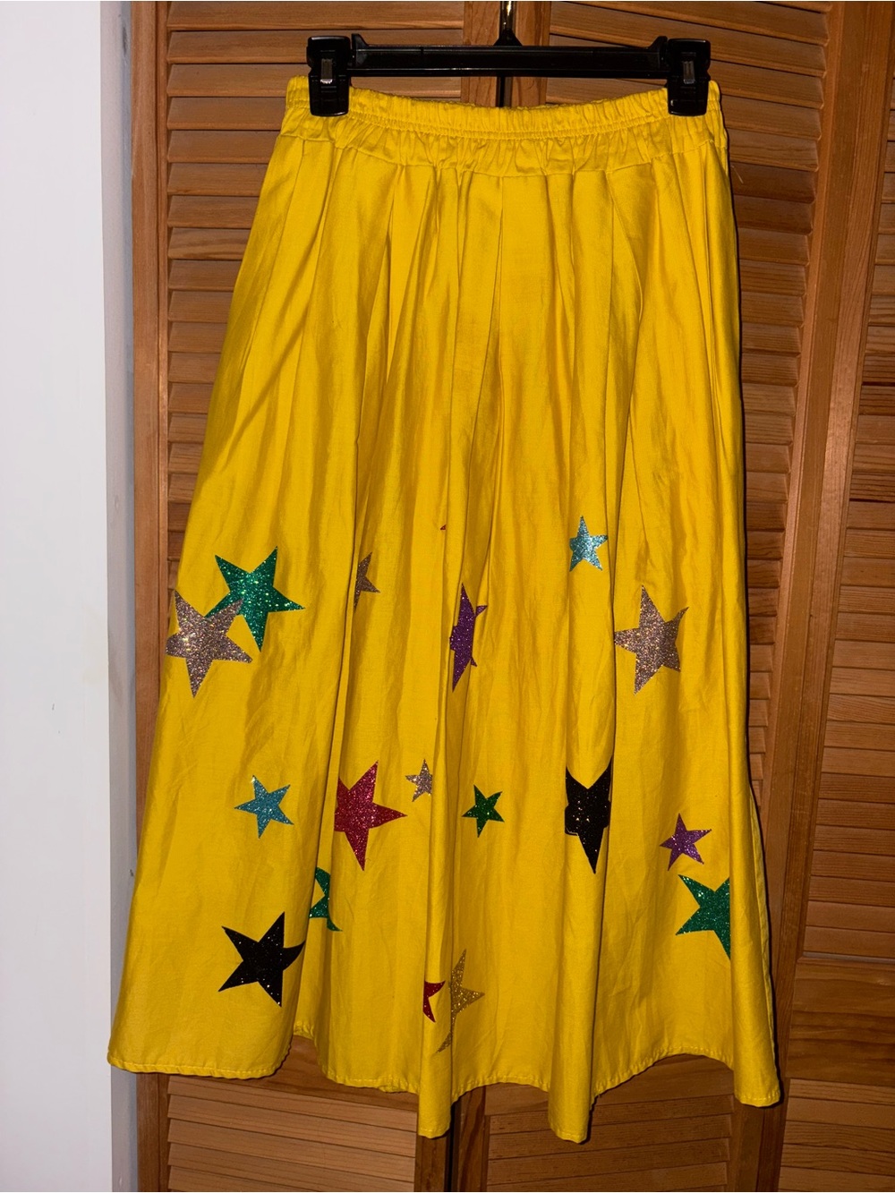 Yellow Star Appliqué A-Line Skirt